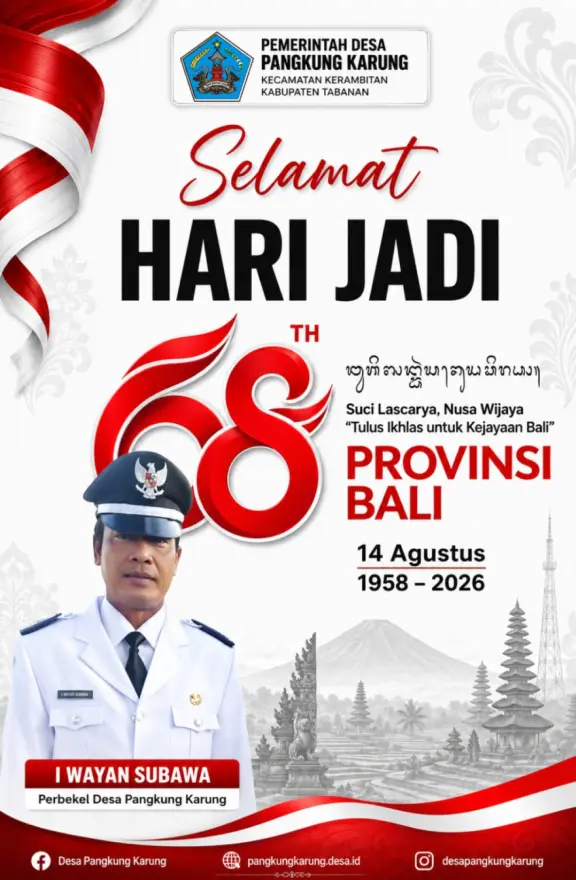 Selamat Hari Jadi ke-68 Provinsi Bali.